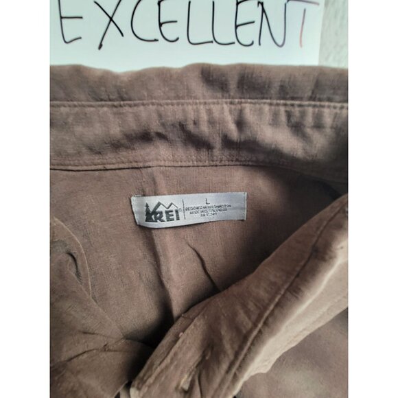 REI Mens Brown Textured Short Sleeve Button-Up Shirt Large Casual Lightweight - Picture 3 of 8